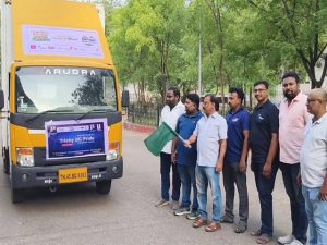 Relief materials sent from Trichy to rain-hit Kerala